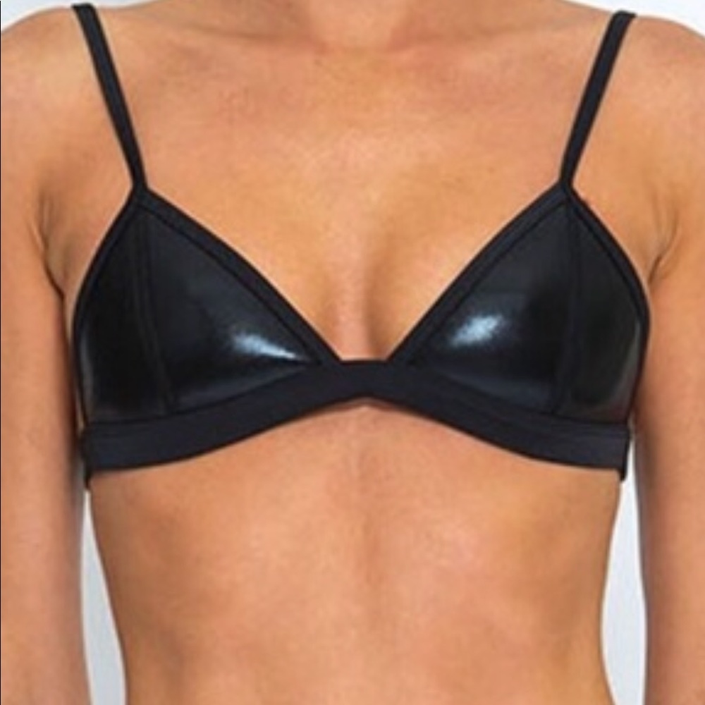 Triangl Black Leather Bathing Suit top